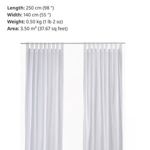 MATILDA Sheer curtains, 2  pair, white/with tab top, 140x250 cm (55x98)